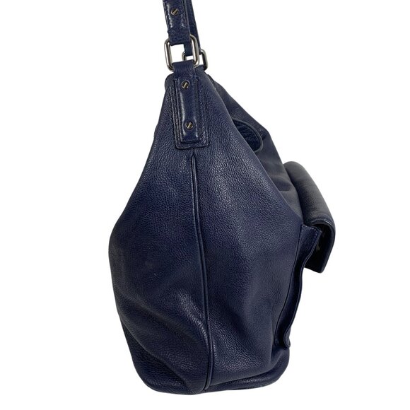 Bolsa Marc By Marc Jacobs Navy Leather Hobo Bag Front Pocket Silver Hardware - Picture 3 of 14